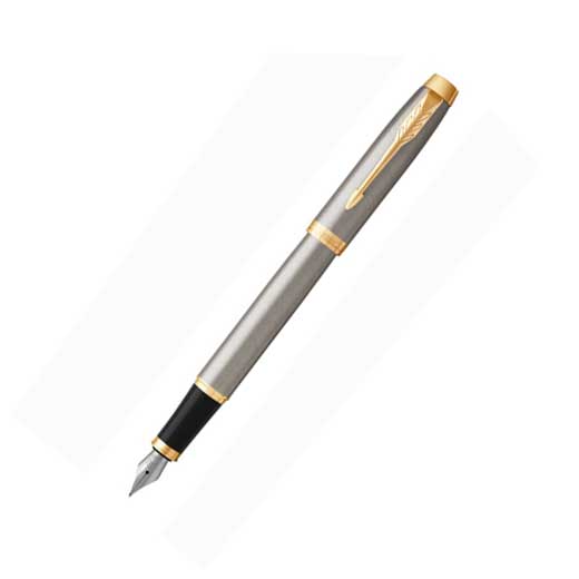 IM, Linished Steel with Gold Trim Fountain Pen