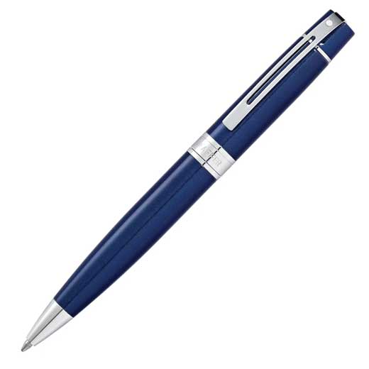 300 Ballpoint Pen in Glossy Blue with Chrome Trim