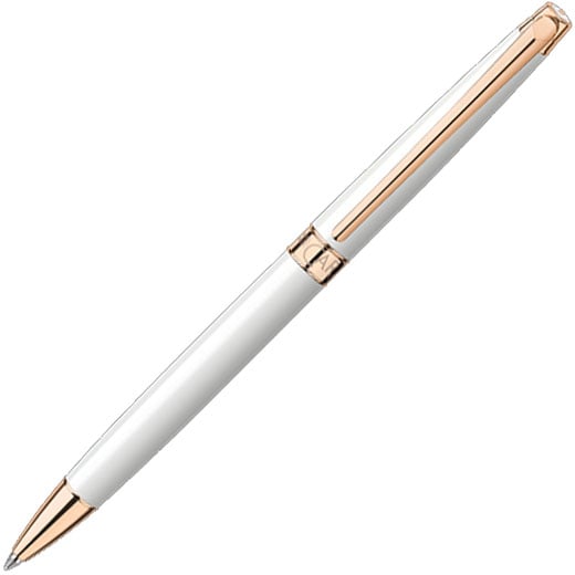 Léman Slim White & Rose Gold Ballpoint Pen