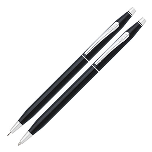 Classic Century Ballpoint Pen & Mechanical Pencil Set, Black Lacquer