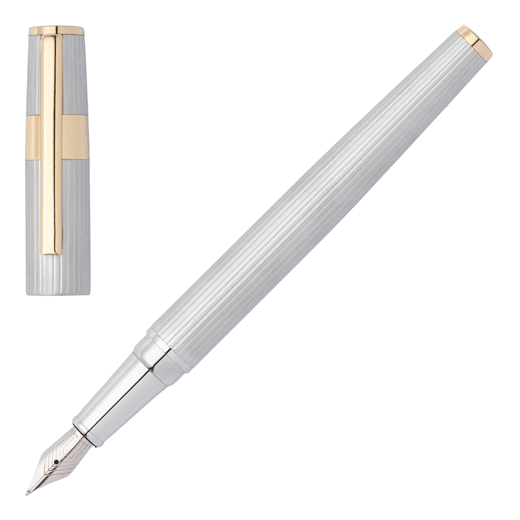 Gear Pinstripe Silver & Gold Fountain Pen