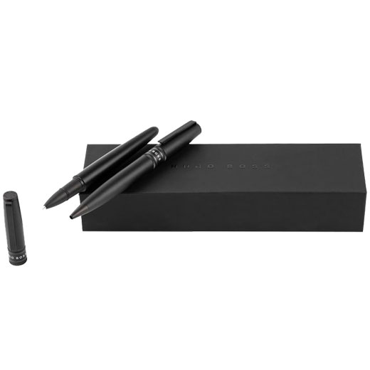 Black Illusion Gear Ballpoint & Rollerball Pen Set