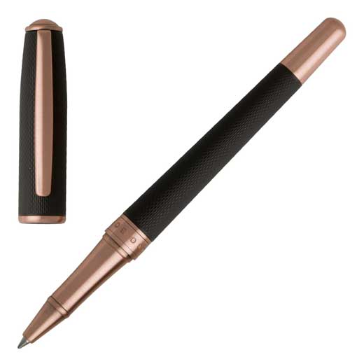Essential Black Lacquer and Rose Gold Rollerball Pen