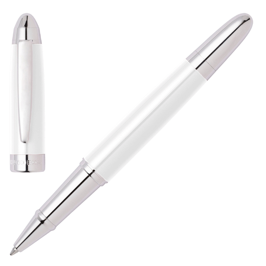 Icon Rollerball Pen in White & Chrome