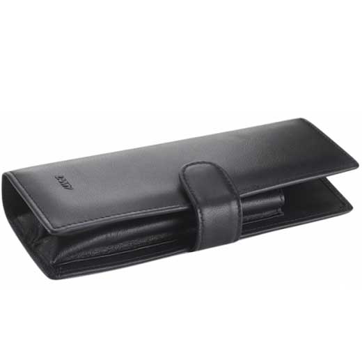 Smooth Leather A 402 Black 2 Folding Pen Case