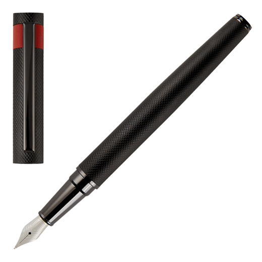 Black and Red Loop Diamond Fountain Pen