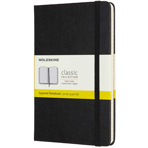 Black Squared Hard Cover Medium Classic Notebook