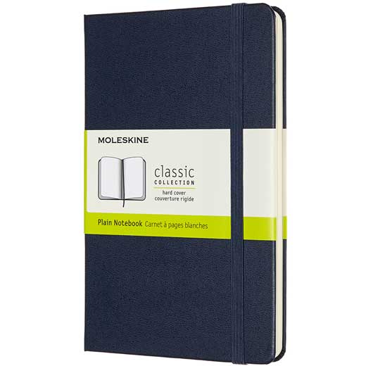 Navy Blank Hard Cover Medium Classic Notebook