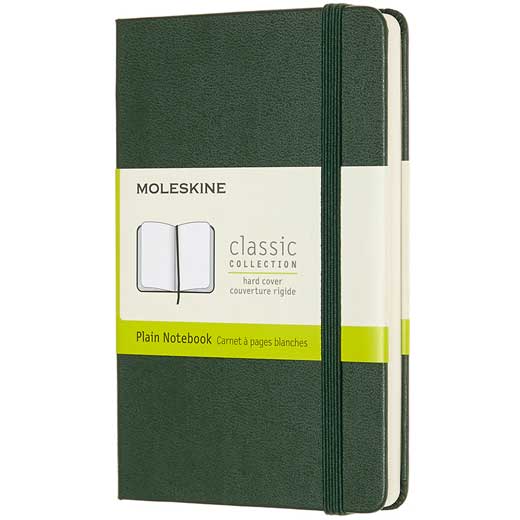 Green Blank Hard Cover Pocket Classic Notebook