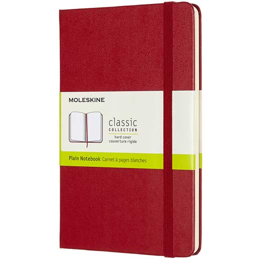 Red Blank Hard Cover Medium Classic Notebook