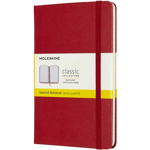 Red Squared Hard Cover Medium Classic Notebook