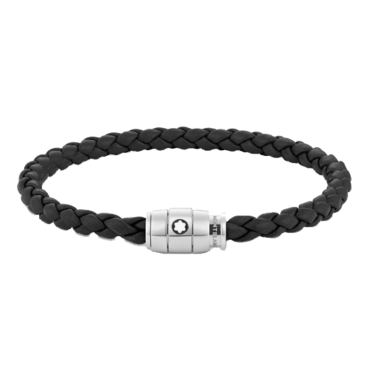 Black Woven Leather 3 Ring Bracelet