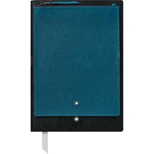 Fine Stationery #146 Black Notebook with Petrol Blue Pocket