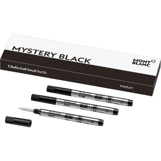 Mystery Black Medium Small Rollerball Pen Refills