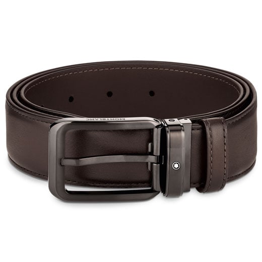 Black PVD-Coated Rectangular Pin Buckle Shaded Brown Belt