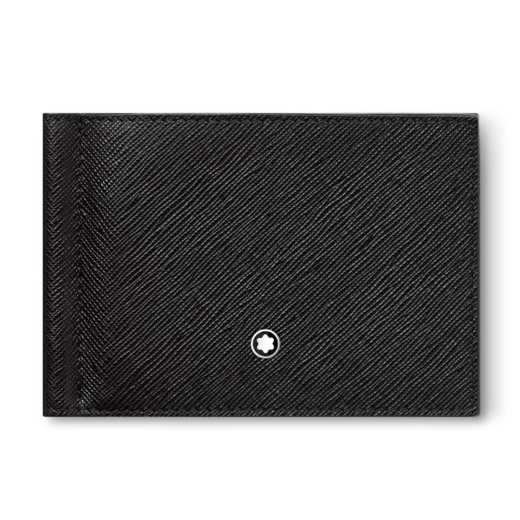 Sartorial Black Leather Wallet With Money Clip 6 CC