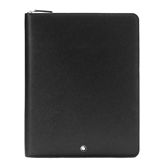 Sartorial Black Saffiano Leather Notepad Holder Zip Around