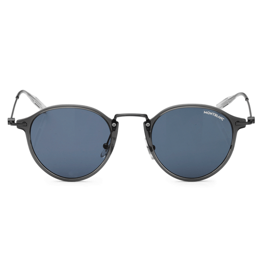 Round Grey Frame Sunglasses with Blue Lenses