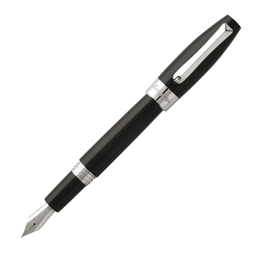 Fortuna Black with Rhodium Trim Fountain Pen 