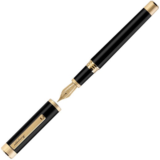 Zero Black & Yellow Gold Fountain Pen with 14K Gold Nib