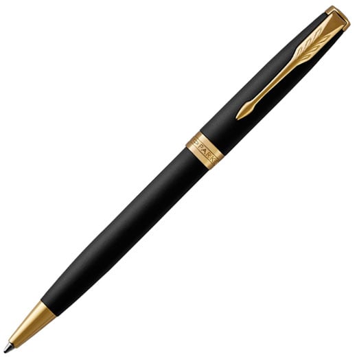 Sonnet Matte Black Lacquer & Gold Ballpoint Pen 