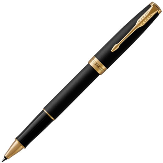 Sonnet Matte Black Lacquer & Gold Rollerball Pen