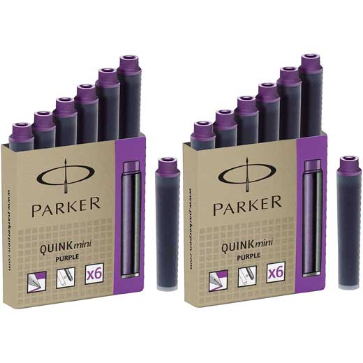 Purple Quink Mini Ink Cartridges 2 x Pack of 6
