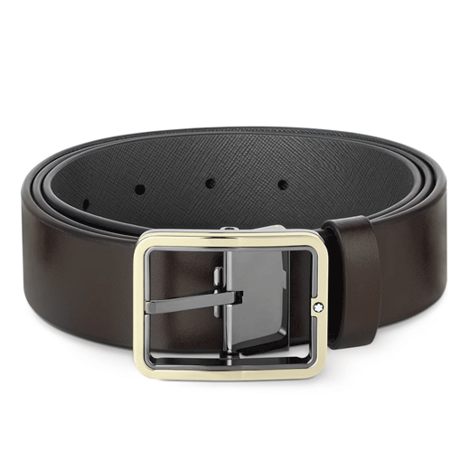 Light Gold Pin Buckle Reversible Leather Belt