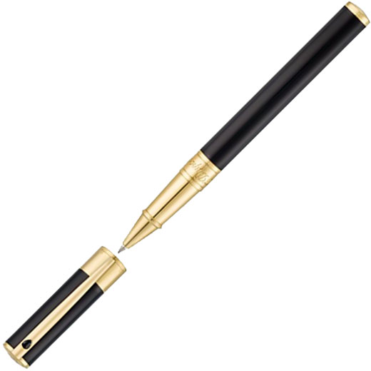 Black & Gold D-Initial Rollerball Pen