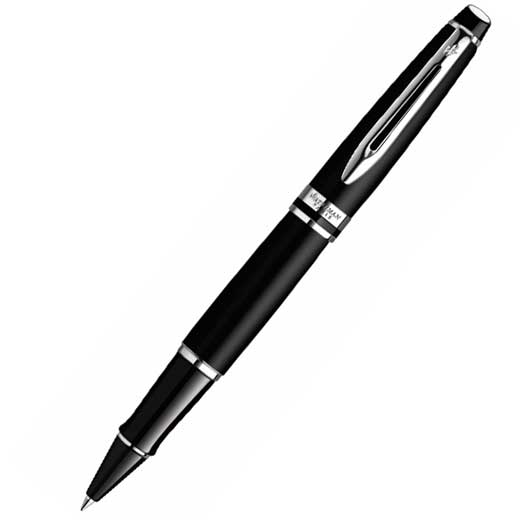 Expert, Matte Black Lacquer with Chrome Trim Rollerball Pen