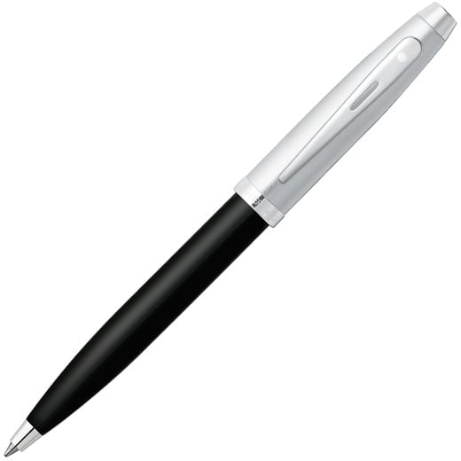 100 Black Lacquer & Brushed Chrome Ballpoint Pen