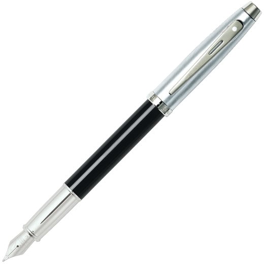 100 Black Lacquer & Brushed Chrome Fountain Pen