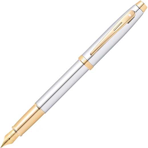 Polished Chrome 100 Series Fountain Pen with Gold-Tone Trim