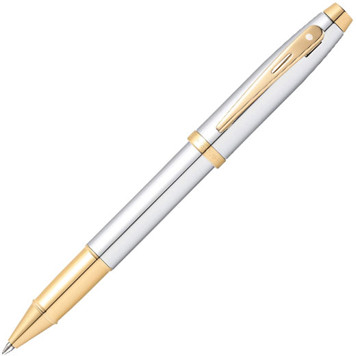 Polished Chrome 100 Series Rollerball Pen with Gold-Tone Trim
