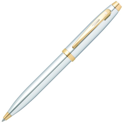 Polished Chrome 100 Series Ballpoint Pen with Gold-Tone Trim